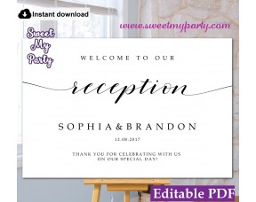 Modern Calligraphy welcome to our reception sign,welcome reception sign,(47)